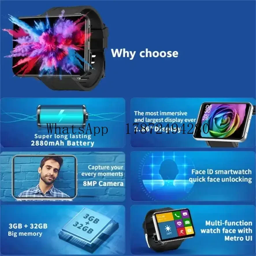 For 4G LTE Android  2.86 inch screen 3+32G GPS positioning heart rate monitoring 4g smar