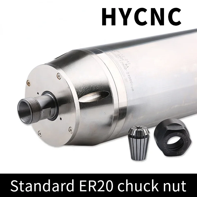 3.2KW CNC Engraving Spindle Motor Water-Cooled Spindle Motor 4 Ceramic Ball Bearing 220V 380V Diameter 100MM ER20 Stone Carving
