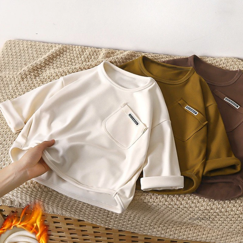 الأطفال قميص طويل الأكمام الفتيان الفتيات الاطفال أعلى الخريف صبي فتاة طفل س الرقبة الصلبة قاع قميص البلوز