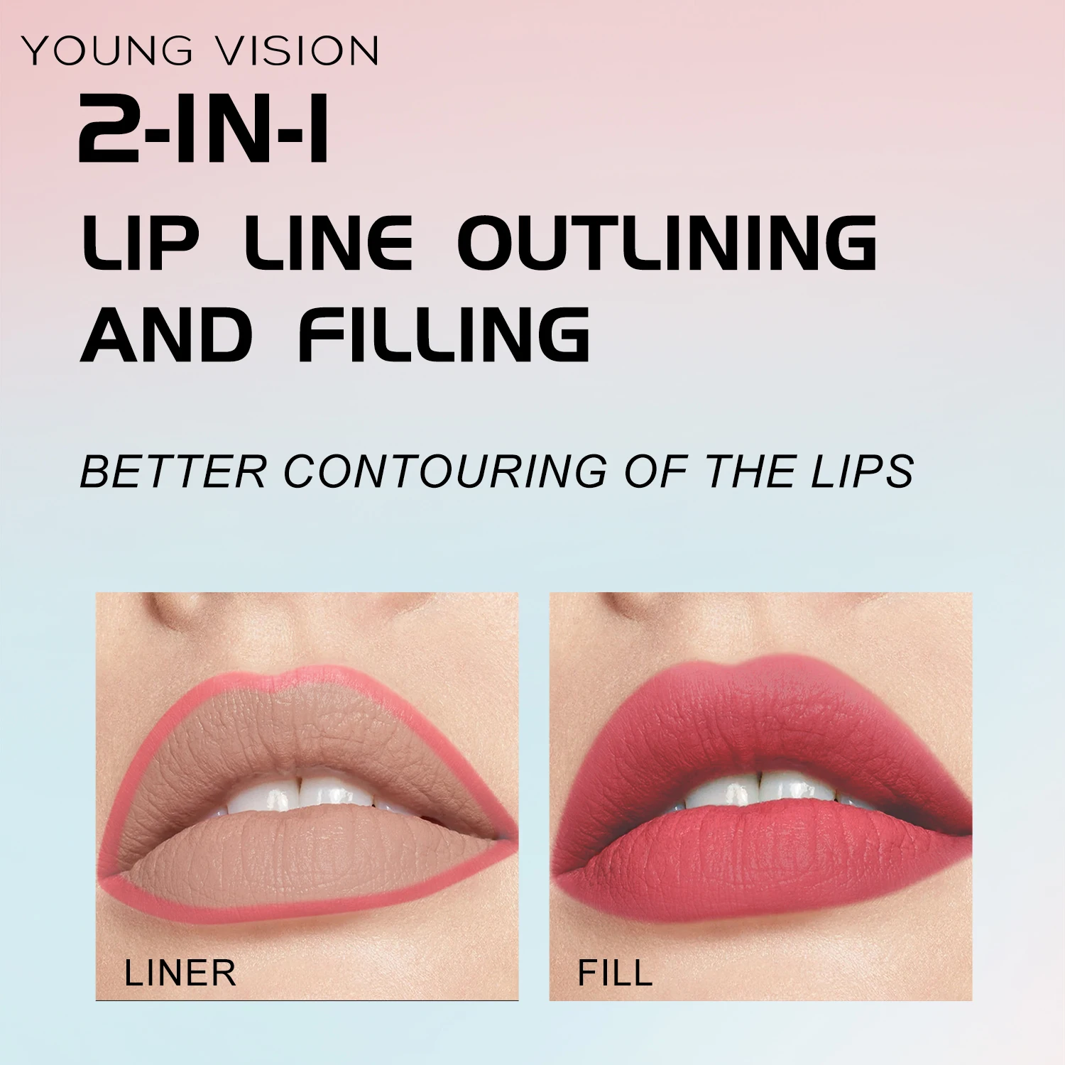 防水リキッドリップライナー、正確な輪郭を描くためのひょうたん型スポンジアプリケーター - マットで長持ちするリップコンターペン、リップティント