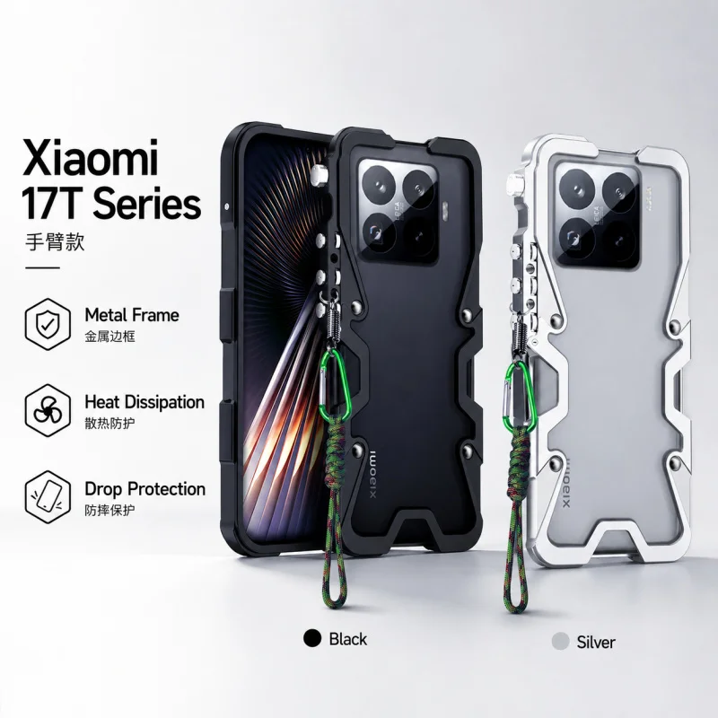 Für Xiaomi 17 TPro 17T Hülle Metall-Stoßfänger Kühlrahmen Stoßfeste Panzer-Handyhülle