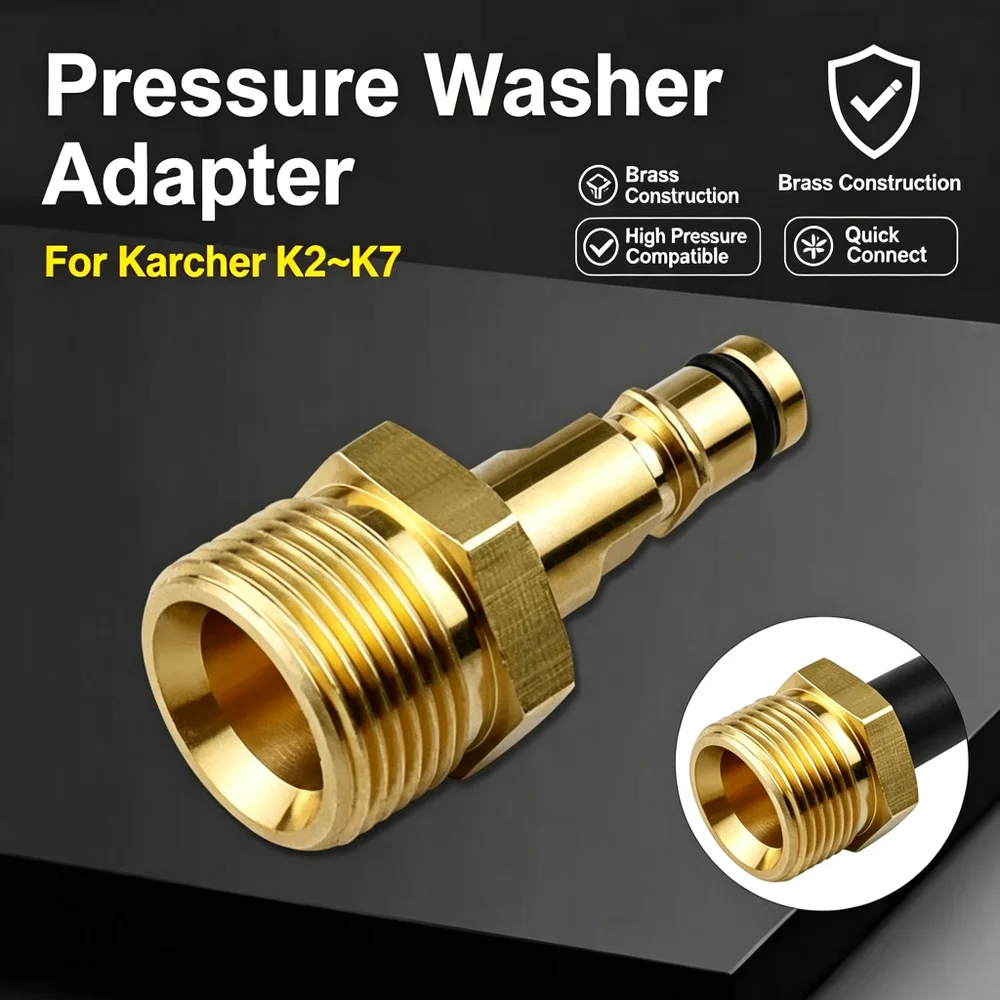 High Pressure Washer Adapter, Brass M22 to Quick Connect Fitting, for Karcher K2 K3 K4 K5 K6 K7 Power Washer Hose Connector