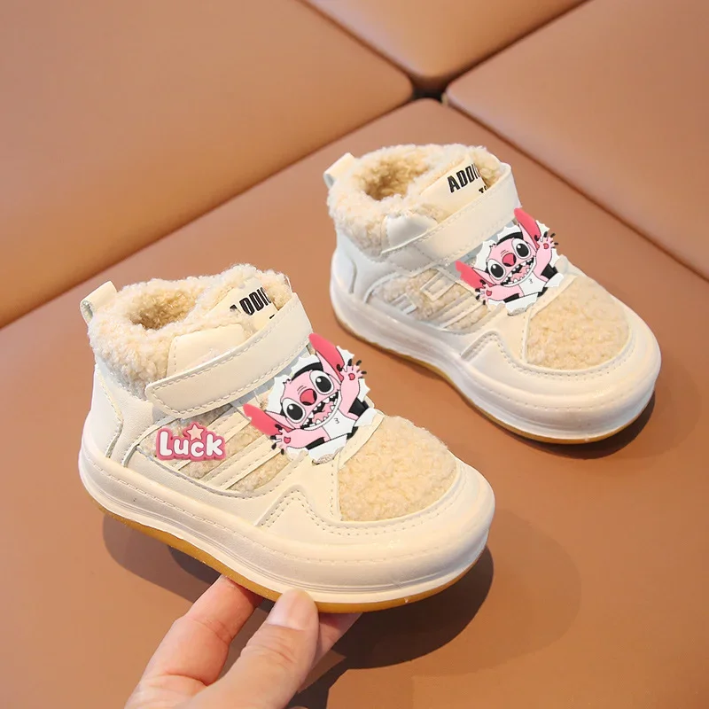 ديزني ميكي ماوس الطفل زائد الصوف حذاء كاجوال الشتاء طفل أحذية قطنية فتاة صوف الضأن الدافئة حذاء طفل صغير الرضع لينة وحيد الصبي #2