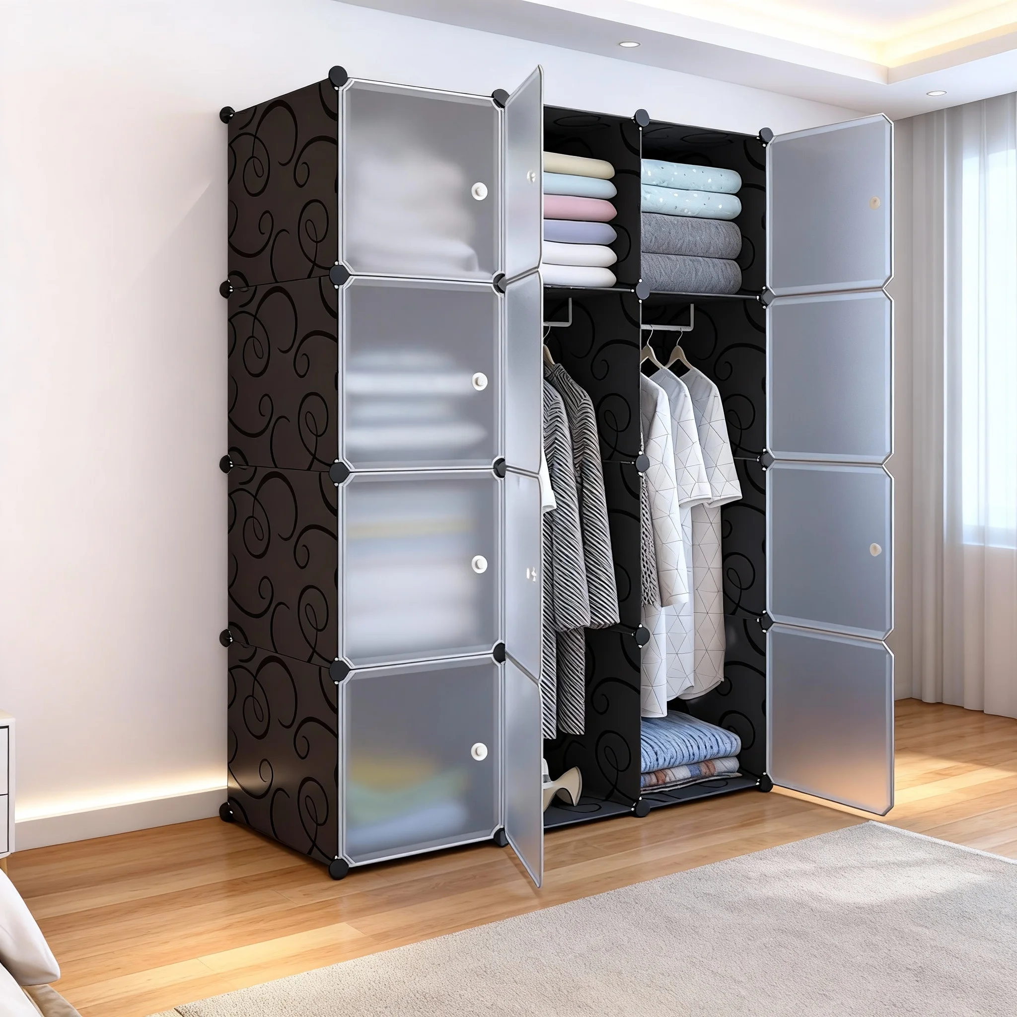 Sport Multifunction Home Bedroom Cube Storage Organizer with Doors, Dressing