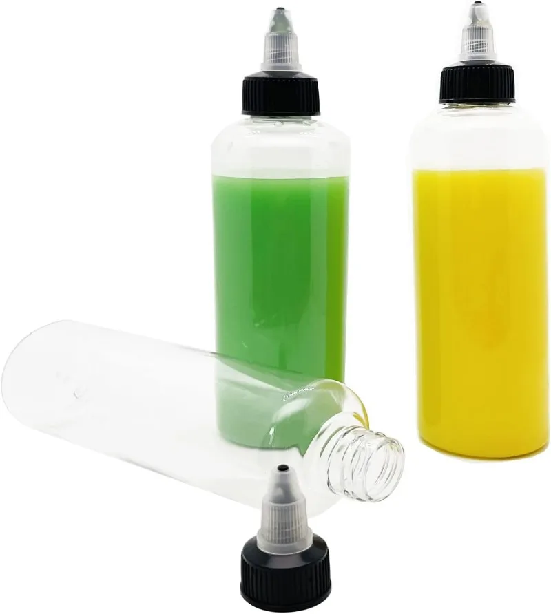 1/5pcs 30-250ml Clear Plastic Squeeze Bottles with Twist Cap Refillable Liquid Container Ink Painting Art Hair Dye Water Bottle