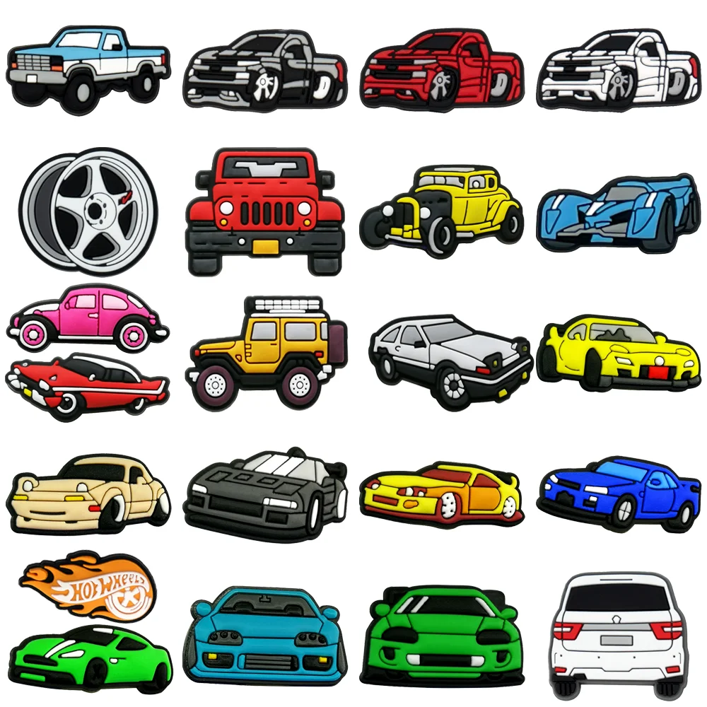1/22PCS Dazzling Car Shoe Charms for Kids,Sports Cars Jeep Shoes Accessories Pins for Sandals,Wheels Clog Buckle Decorations image 2