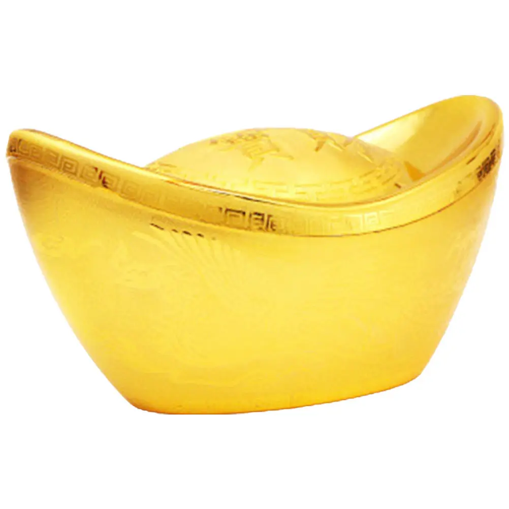 

Золотое украшение Юань Бао: Декоративный элемент для рабочего стола, символ богатства по фен-шуй, украшение в китайском стиле, центральное украшение стола, приносящее удачу