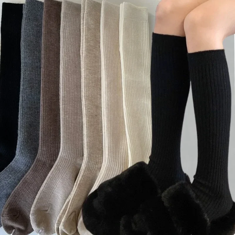 

Women Long Socks Winter Solid Color Thickened Warm Stockings Comfortable Daily Versatile Wool Over Knee Sock Fashion Accessories