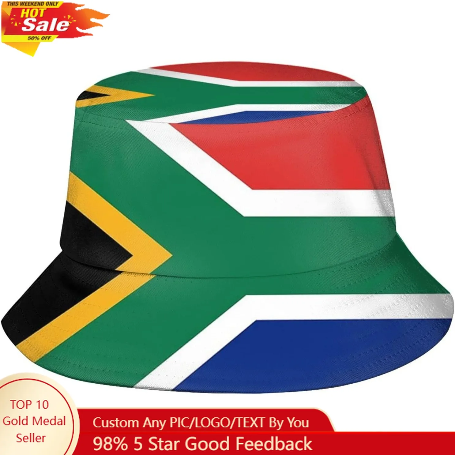 

South Africa Flag South African Bucket Hat Packable Sun Protection Wide Brim Hats Outdoor Summer Fisherman Hats for Men Women