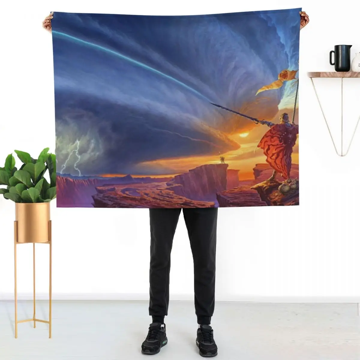 The Way of Kings - Gladiator Standing on Top of the Cliff Throw Blanket Single Winter beds Thins Picnic Plaid Blankets