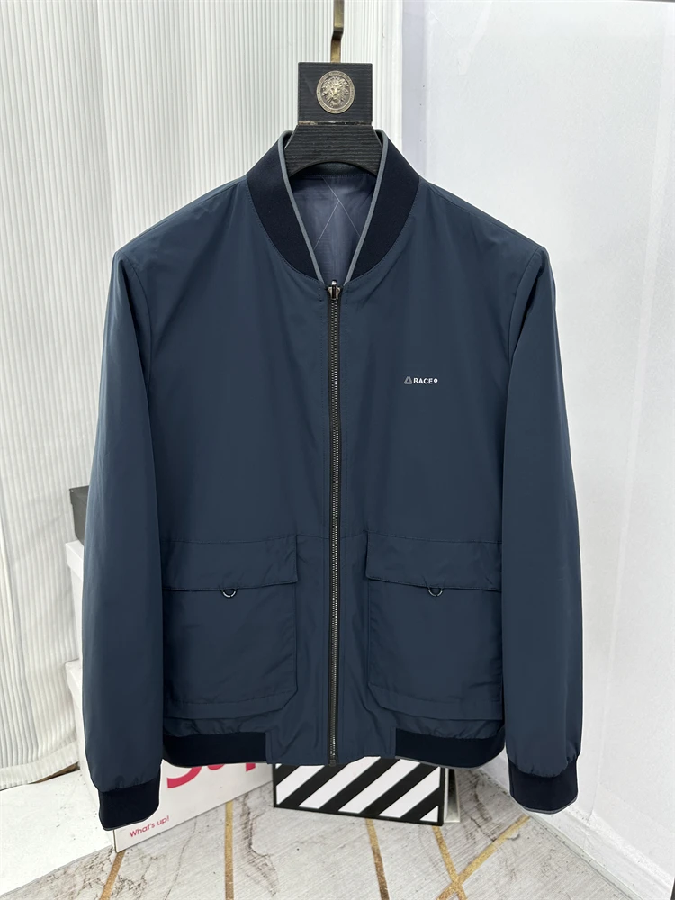 

Double-Sided Wear Baseball Collar Commuter Jaet Stand Fit Faion Urban Middle-Aged Dad Sle Autumn Spring Coat