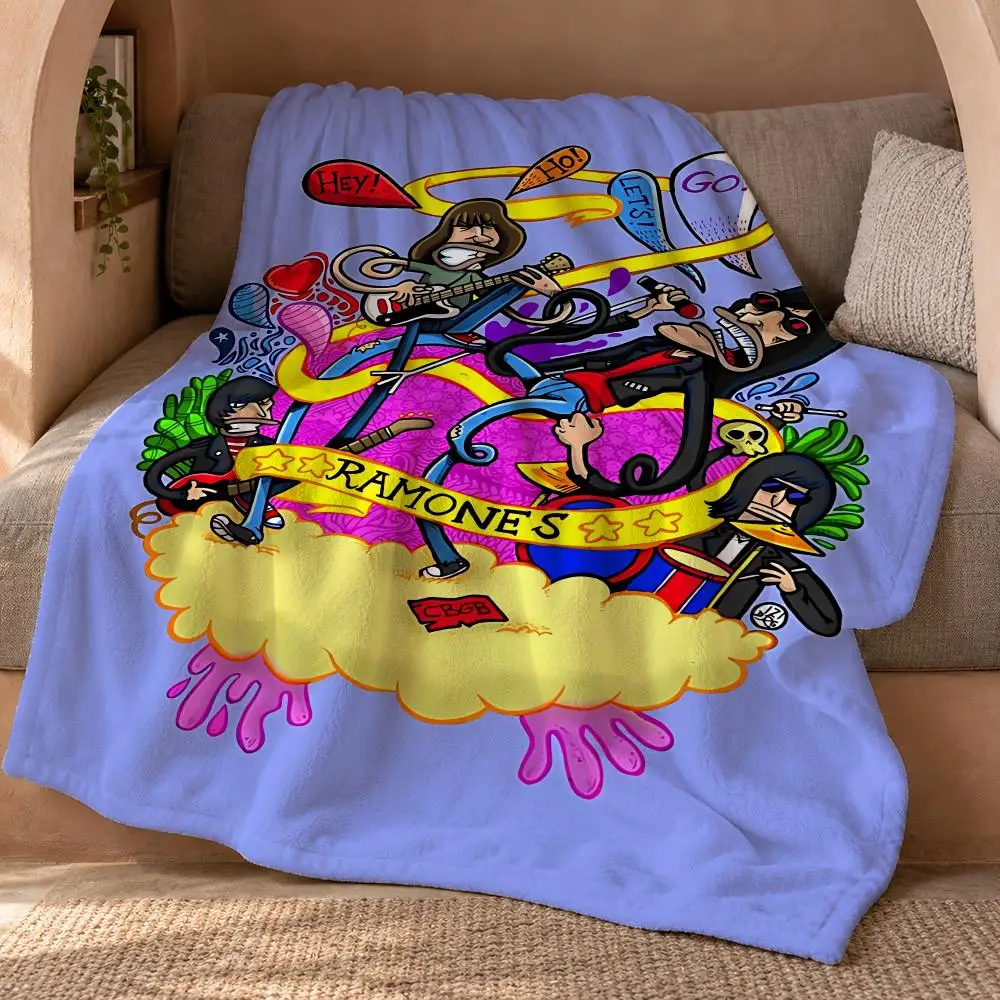 Rock Band R-Ramones Throw Double Sided Flannel Throw Blanket Soft Travel Camping Sofa Bed Home