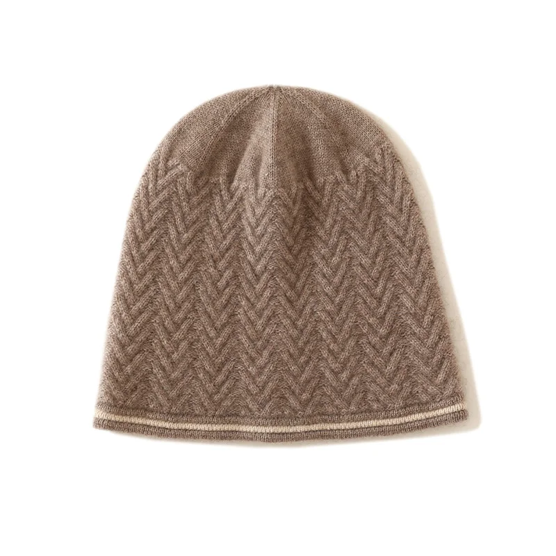 (100% Cashmere) Women\'s High-end Cashmere Mat Weaving Classic Temperament Versatile Hat