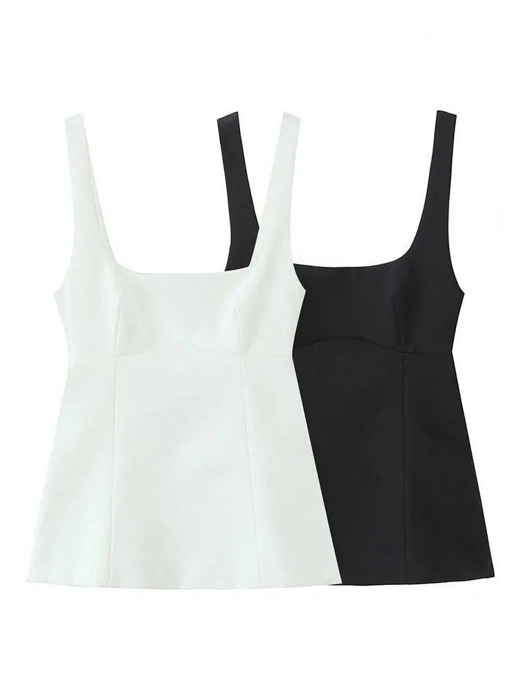 

HH женский модный сексуальный тонкий топ с бантом на спине, однотонный топ без рукавов с боковой молнией, 2025 г., женский элегантный короткий топ с открытой спиной