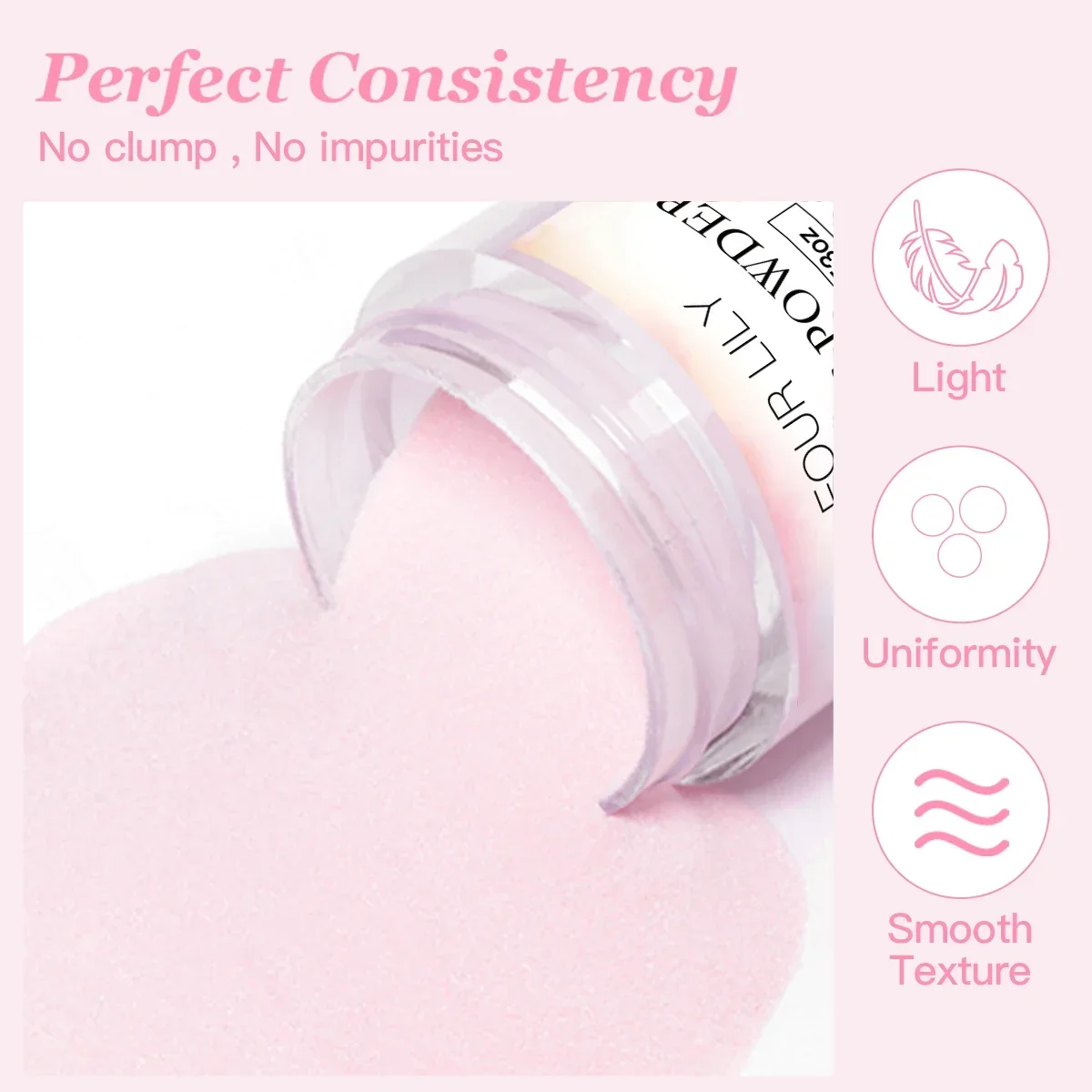 ผงอะคริลิค FOUR LILY 10 กรัม สีขาวนู้ดชมพู สำหรับทำเล็บอะคริลิคแบบมืออาชีพ สำหรับต่อเล็บแบบเฟรนช์ ไม่ต้องใช้หลอดไฟอบ