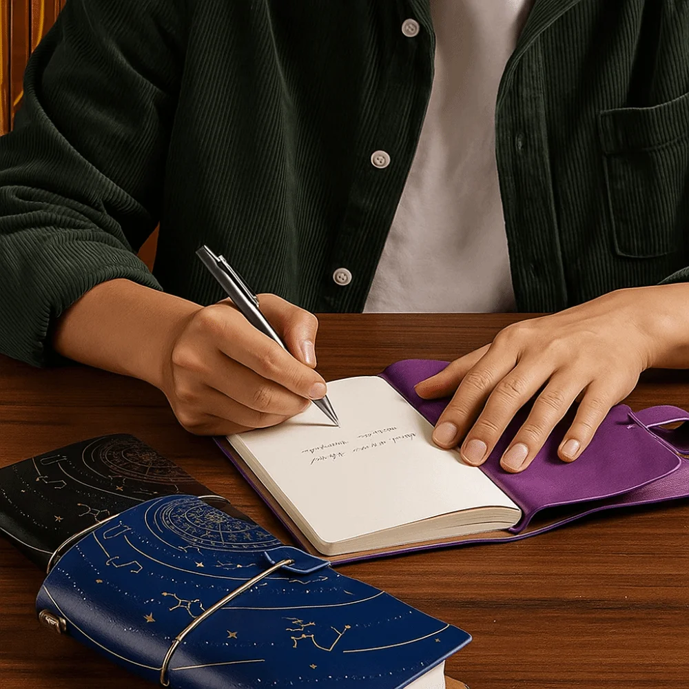 

Retro Gold Stamping Notebook Leather Cover 192 Page Diary Handbooks Waterproof Twelve Constellations A6 Personal Notepad