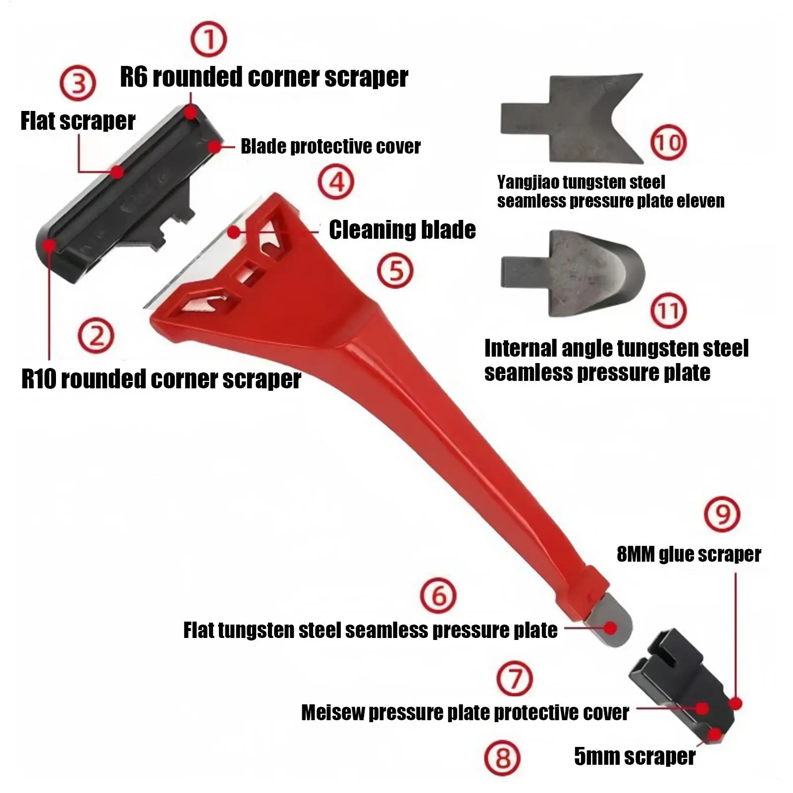 

Инструмент для герметизации 9 в 1, скребок для герметизации со сменной головкой, угловой шпатель, нескользящая ручка для ремонта пола в ванной комнате, душа