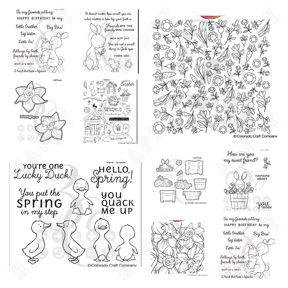 

Metal Cutting Dies Sets for Stamps DIY Craft Making Greeting Card Scrapbooking Daffodil Background Bunny Lucky Duck New Arrival