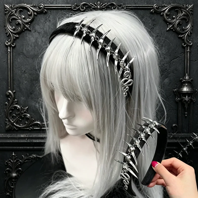 Cyberpunk Skeleton Bone Subculture Y2k Headwear Gothic Hair Hoop Hairband Girls Headband Hair Accessory Jewelry Ornament Prop