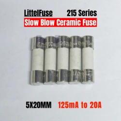 5 uds LF tiempo de retraso fusible cerámico de soplado lento 5*20 5x20mm 250V 125MA 160MA 200MA 250MA 315MA 400MA 500MA 1A 2A 5A 10A 12A 15A 16A 20A