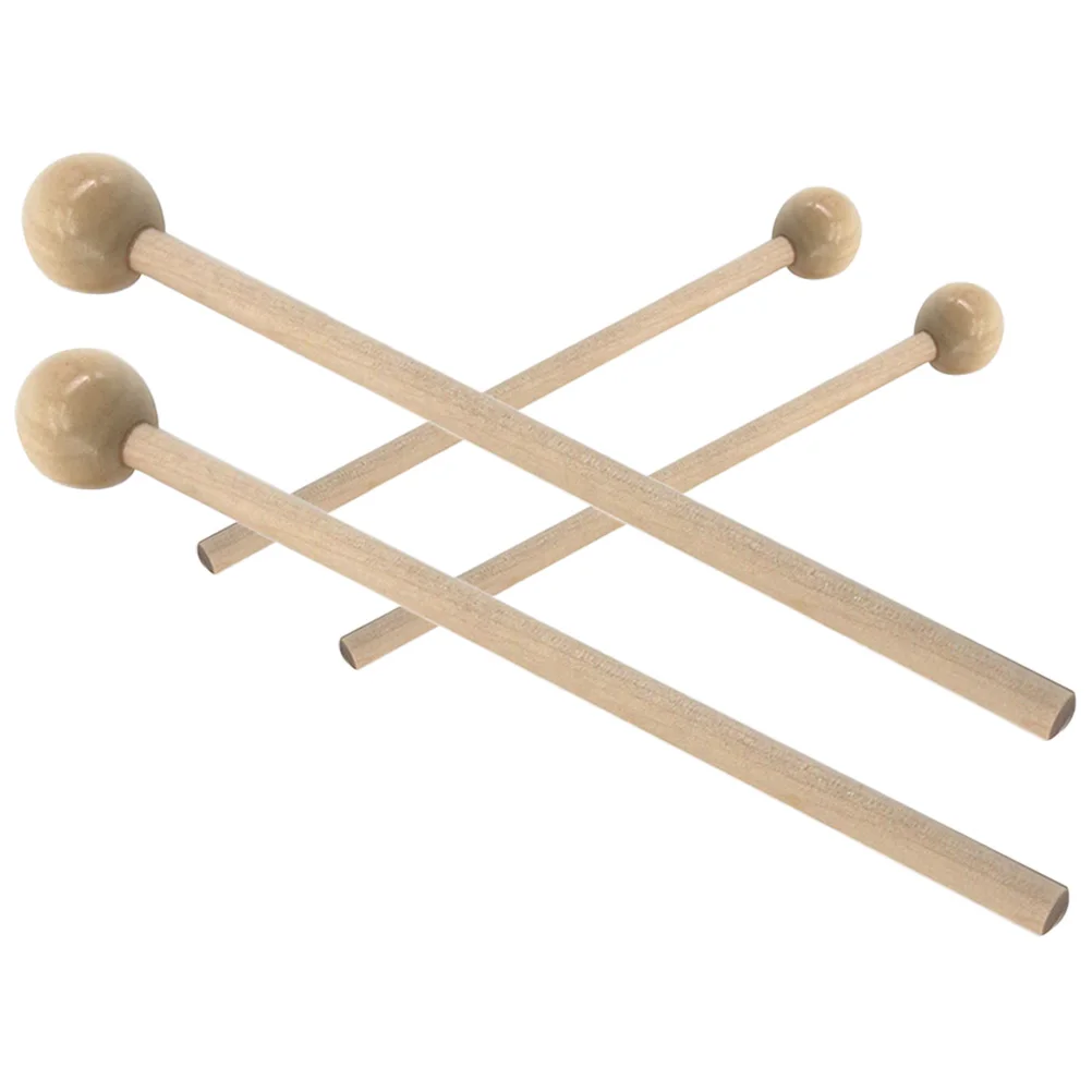 

2 Pairs 10.7CM 15.5CM Drumsticks Steel Tongue Accessories Wooden Mallets Round Head Percussion Beginner Adult Practice