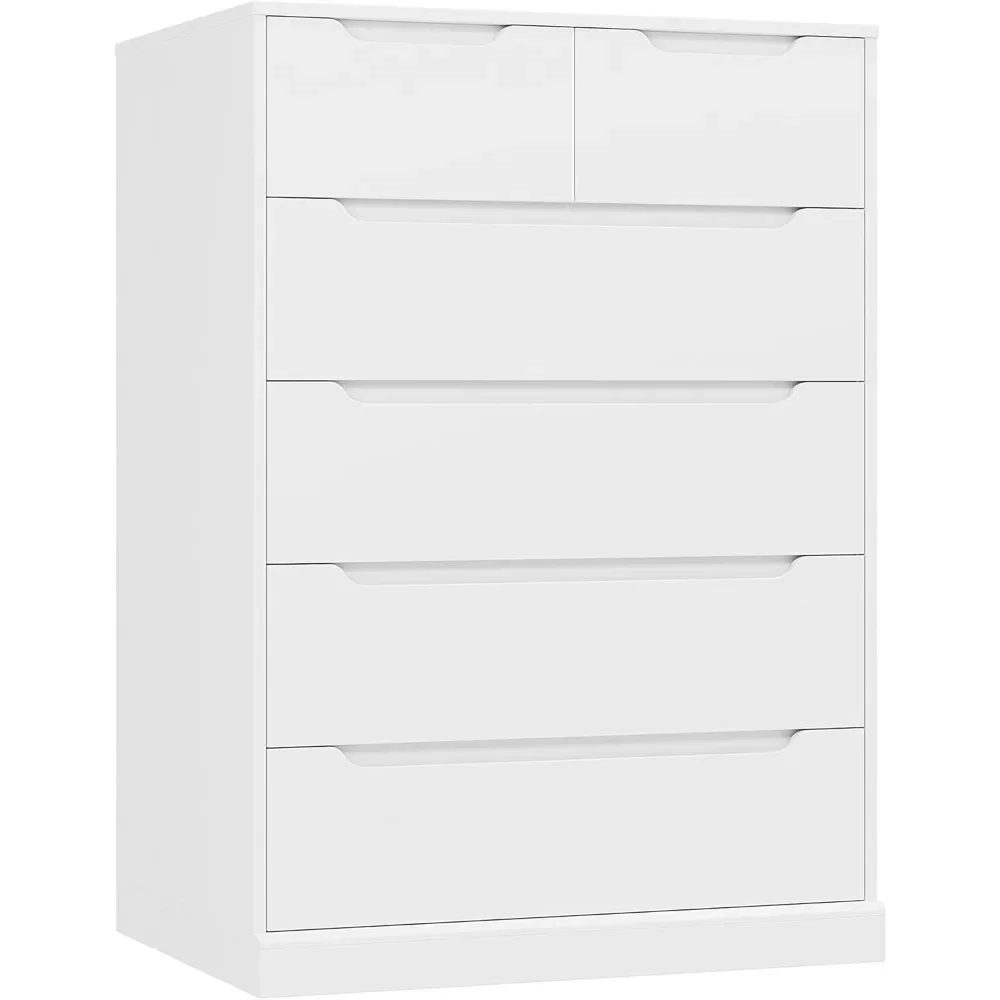 

Modern 6 Drawer Dresser for Bedroom, Tall Chest of Drawers with Storage, Large Wood Storage Chest Organizer with Cut-Out Handle,