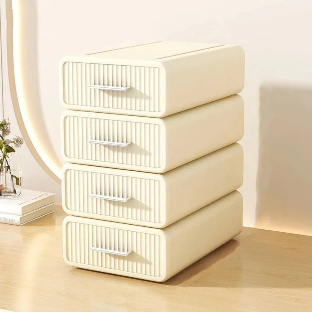 Plastic Desktop Storage Box Single-Layer Cosmetics Office Storage Cabinet with Drawer Stackable Makeup Jewelry Sorting Box