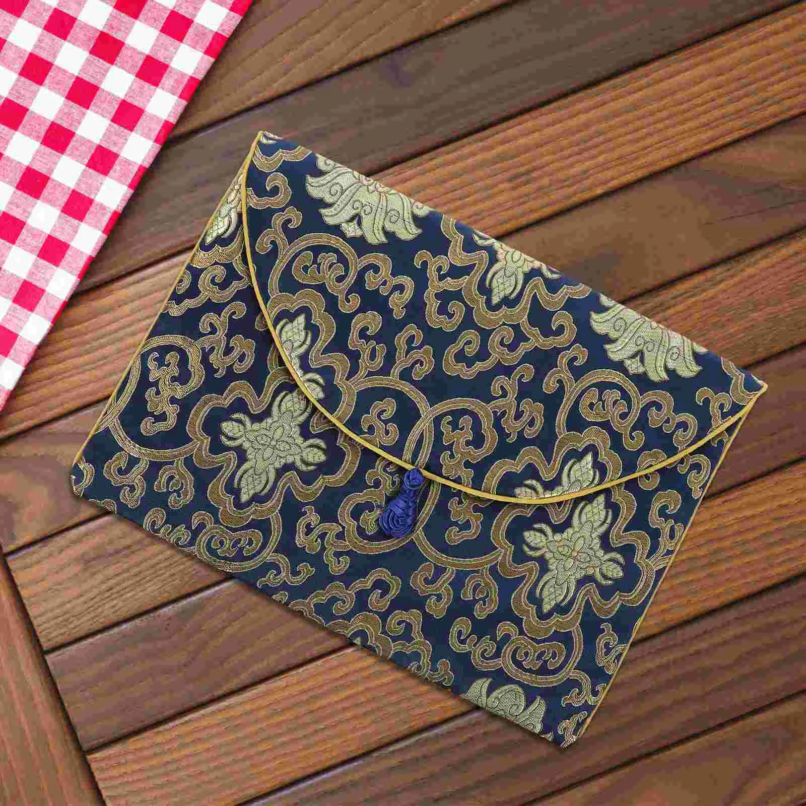 Buddhist Scriptures Pouch Brocade Bag Buddhist Jewelry Pouch Delicate Small Gift Storage Pouch Retro Scripture Bag Double-layer