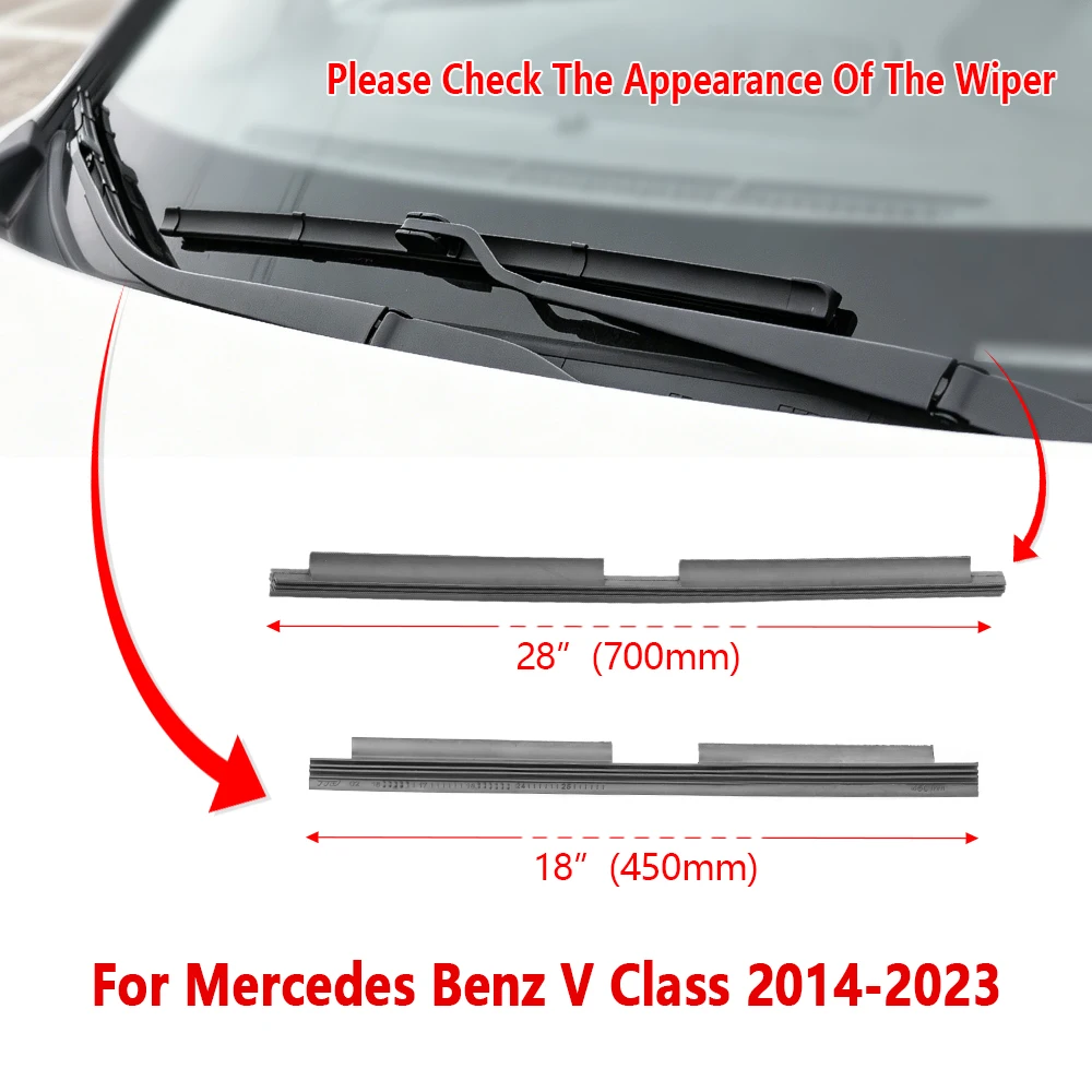 For Mercedes Benz V Class 2017 2018 2019 2020 2022 Wiper Refill Rubber Strip 18" 28" Car Wiper Accessories 1Pair - view 2
