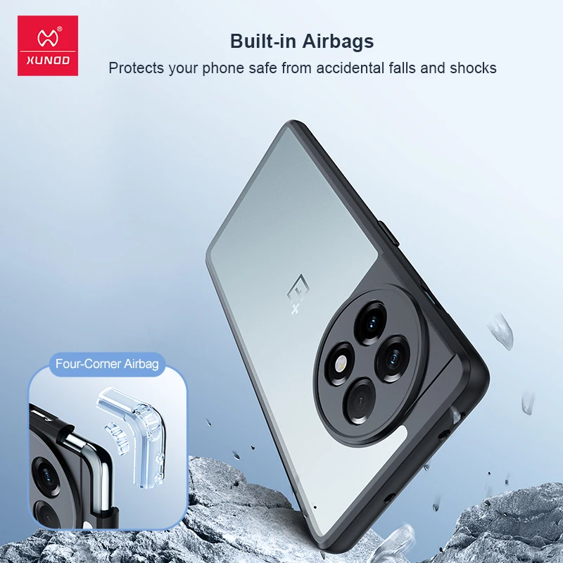 Xundd For OnePlus 12 11 ACE 2 Pro Case with Magnetic Holder Acrylic&TPU Back Ultra Transparent Camera Protection Cover For 1+ 12