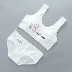 Adolescent Girls Bra Briefs Set Teen Girls Bra Set Pure Cotton Puberty Underwear Vest Teenage Children's Bra Cotton Summer