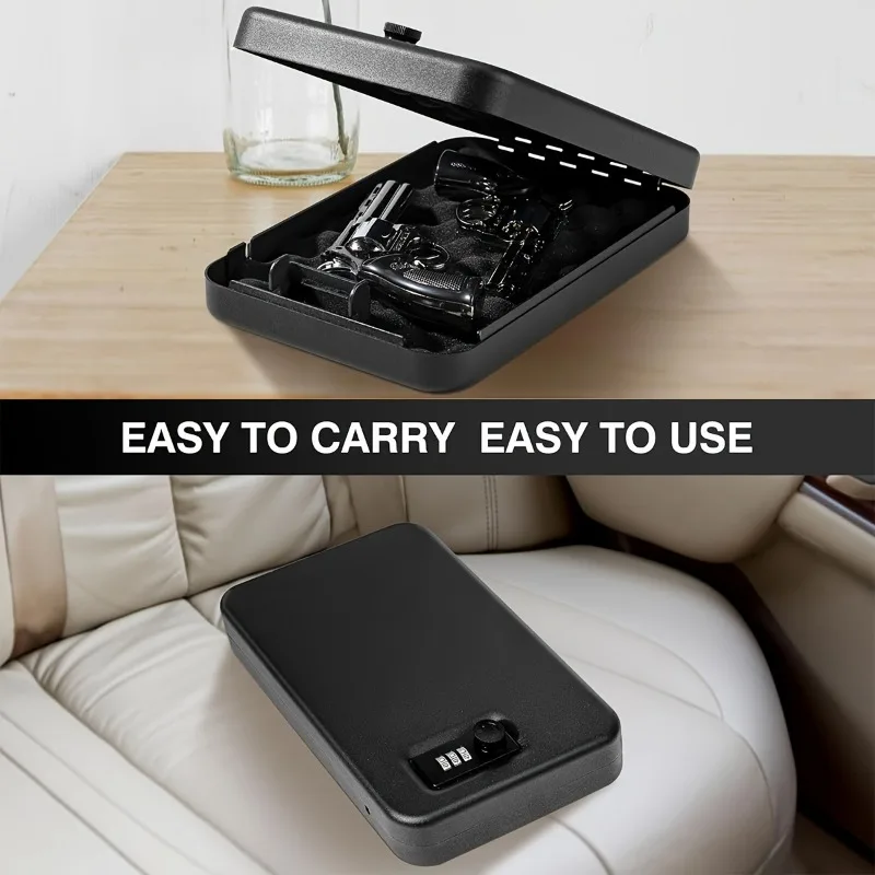 Heavy Duty Iron Code Pistol Box Gun Safe Storage Gun Jewelry Passport Suitable for Home Security Accessories Men Gift