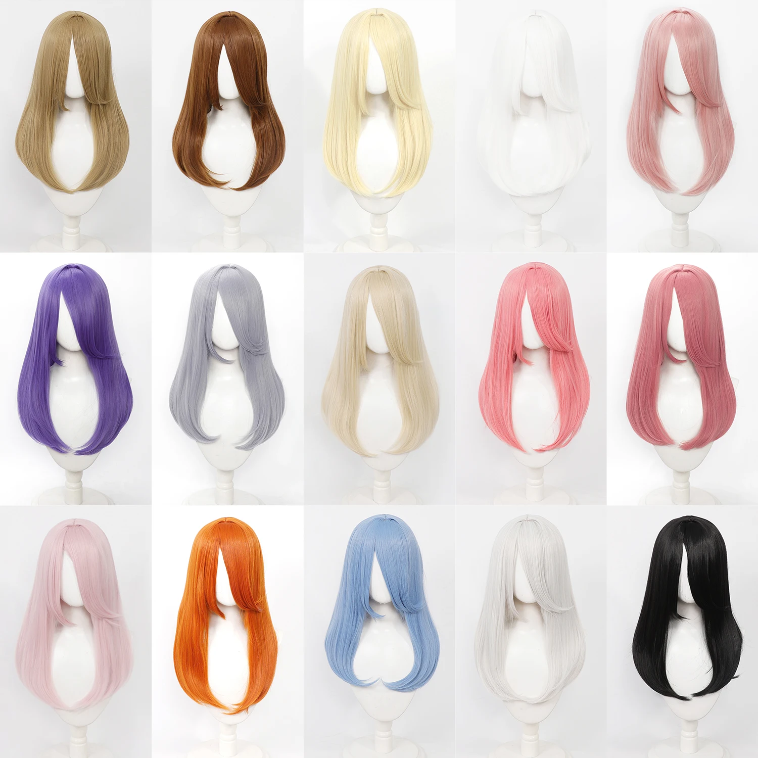 

24 Inch Cosplay Wigs Long Straight Bangs 60 hara Synthetic Heat Resistant for Women