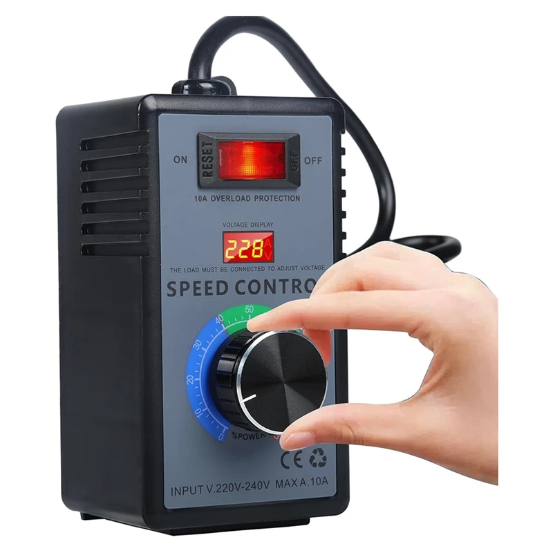 ABJI-Regolatore di tensione elettronico Regolatore di velocità del motore 220VAC Regolazione della temperatura e della luce a LED, spina UK