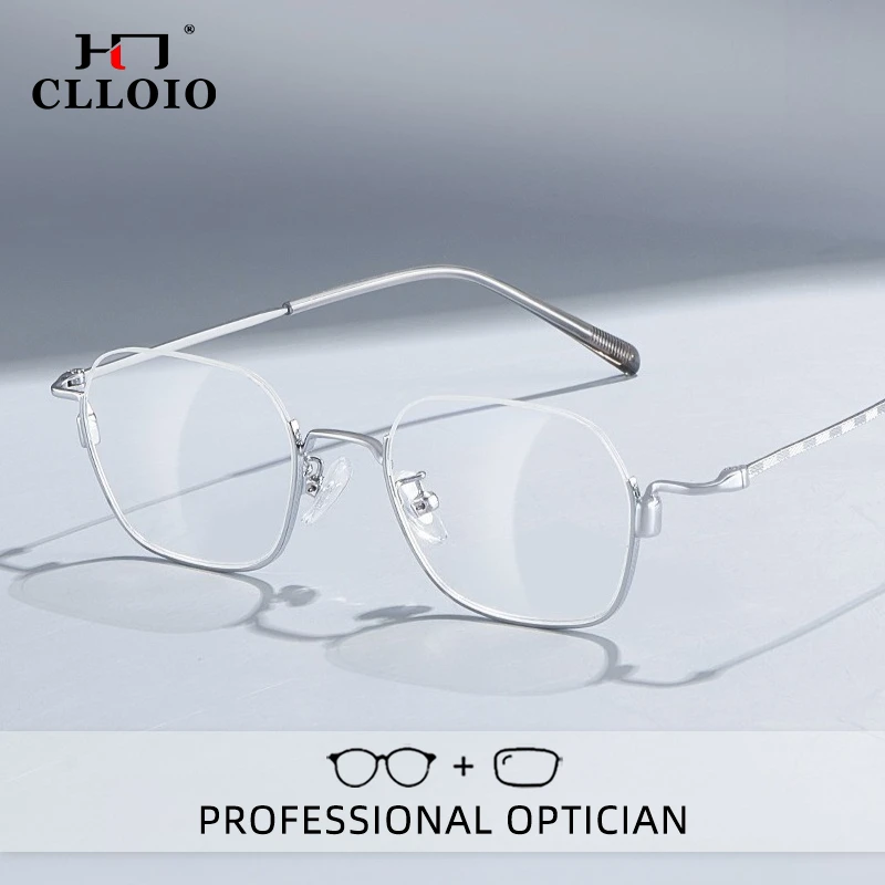 

CLLOIO Fashion Half Frame Carved Patterns Design Reading Glasses Anti Blue Light Myopia Prescription Glasses Progressive Eyewear