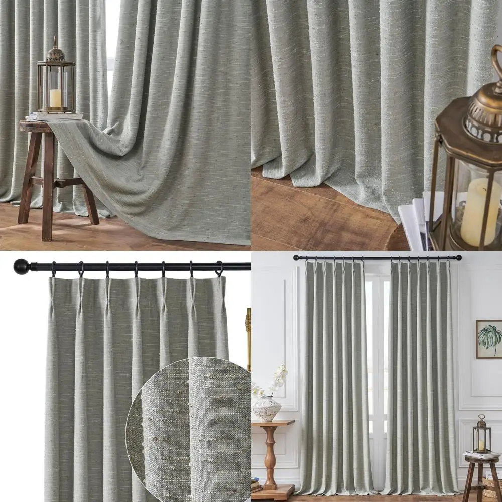 

Luxurious Semi-Sheer Extra Long Curtains with Pinch Pleat, Privacy and Light Filtering, 2 Panels, 40x108, Grey for Living Room