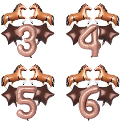 Horse Balloon Set 30inch Horse Shaped Balloons 40inch Number Balloon Star Balloon Racing Horse Themed Birthday Party Decor