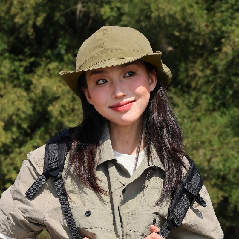 

New Women's Outdoor Hiking Bucket Hat Fashion Girl Summer Sunbonnet Cool Cowboy Hat Mountaineering Hat with Windproof Rope