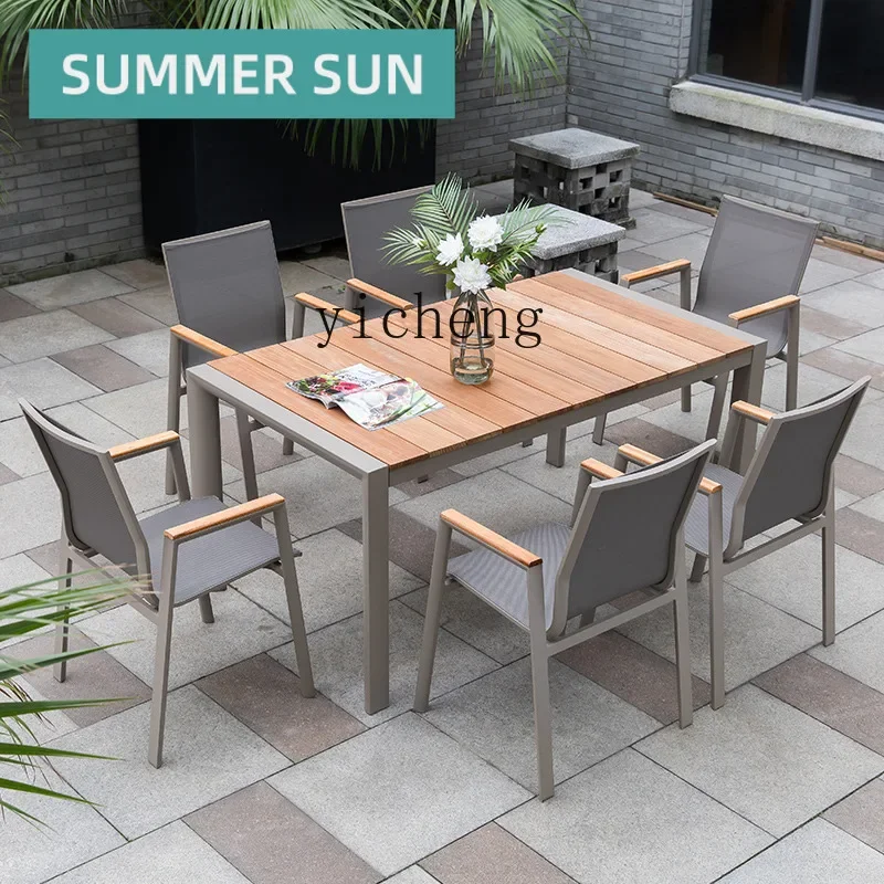 Zc Outdoor Outdoor Leisure Teak Table and Chair Combination Set Outdoor Courtyard Sun Room Terrace