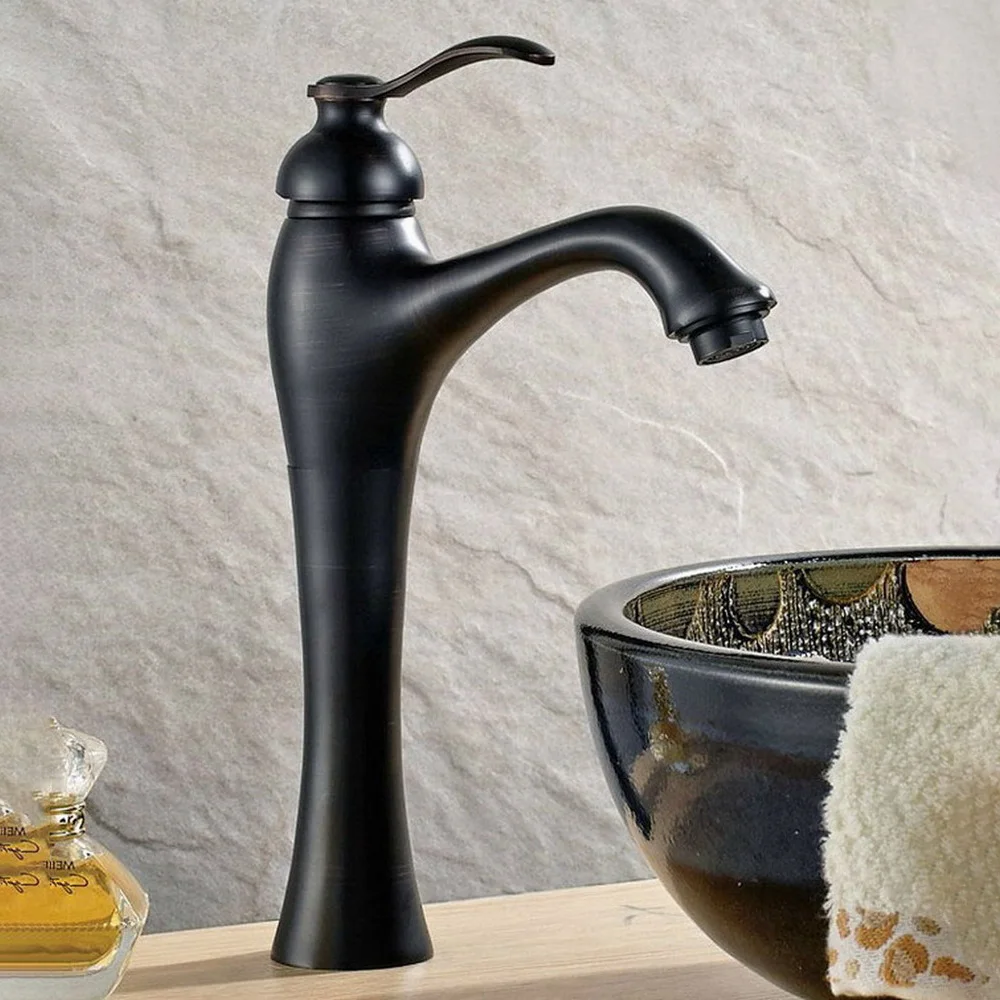 

Concise Style Bathroom Faucet Oil Rubbed Bronze Finish Brass Basin Sink Faucets Single Handle water Mixer Tap znf339