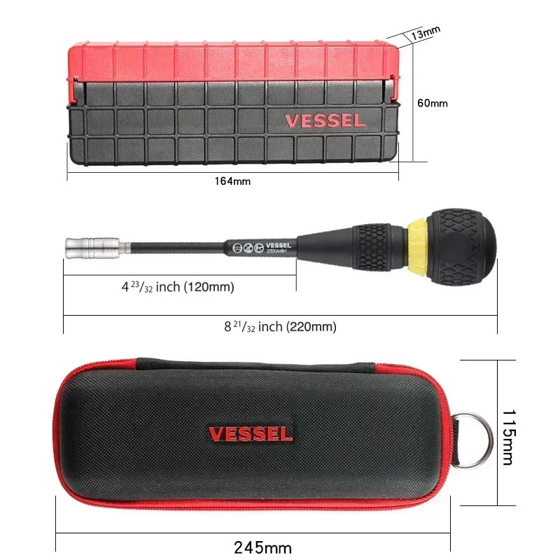 Genuine VESSEL NO. 2200 + 31PCS Ratchet Screwdriver Sets 1/4'' Original Imported Screwdriver Bit Set