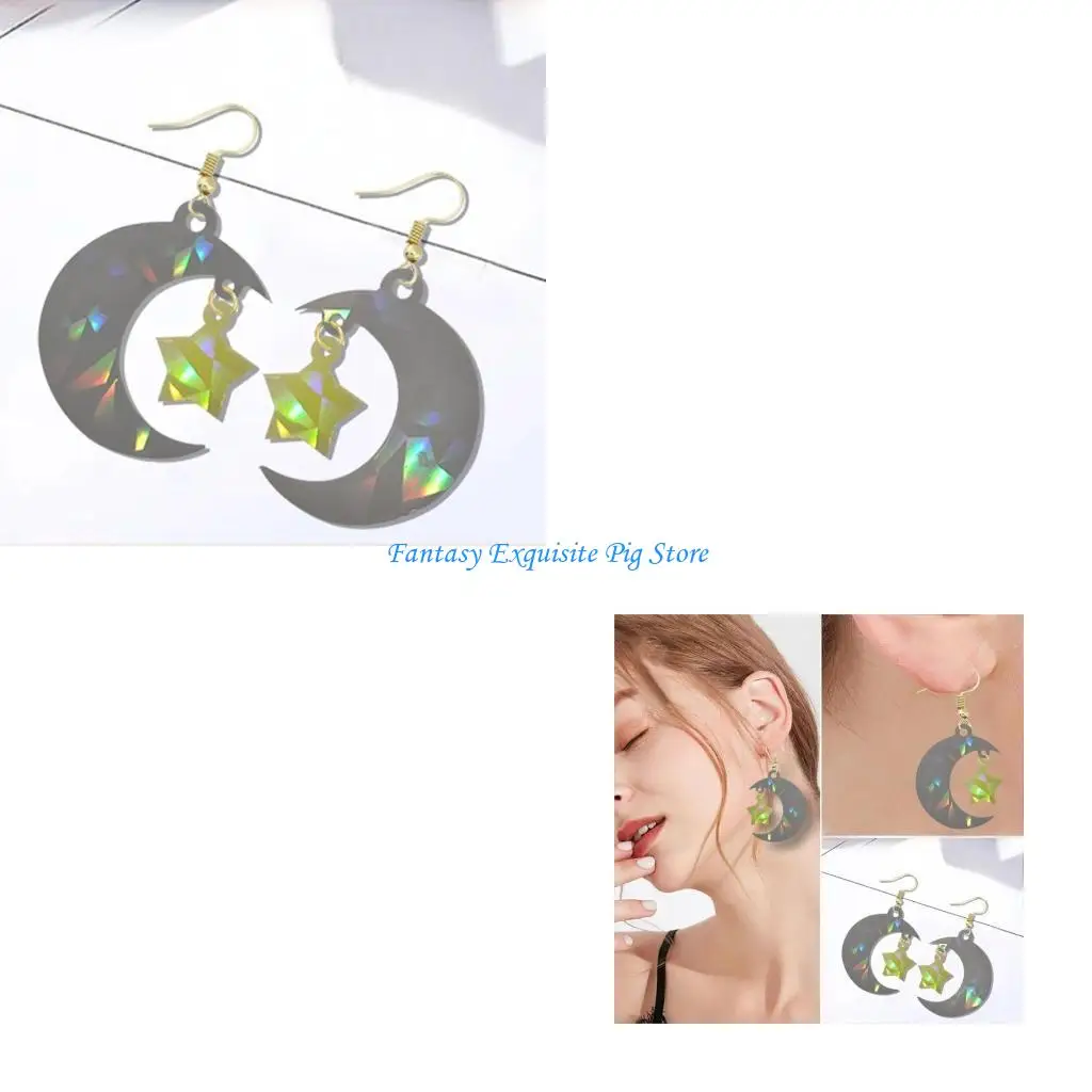 

Голографические силиконовые формы со звездой и луной, серьги-подвески, формы из эпоксидной смолы, эффект света и тени, форма для