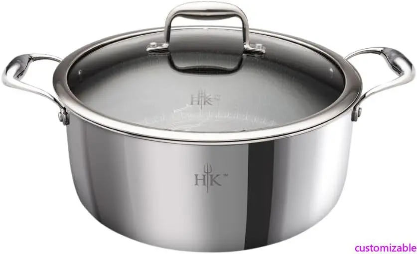 

Керамический горшок с тройным покрытием на 5 литров из нержавеющей стали и антипригарным покрытием с крышкой, без PFAS, без PFOA, без ПТФЭ, без тефлона