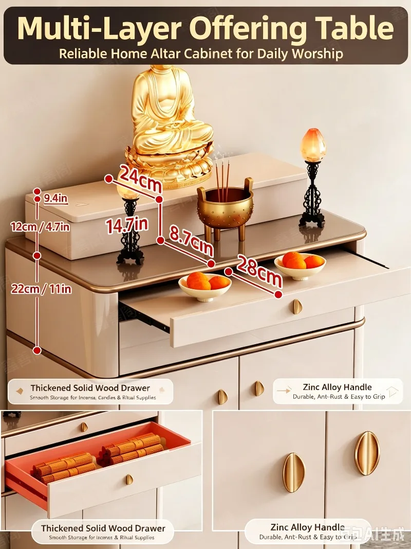 SCY Buddhist shrine with door offering table Shrine household multi-functional Buddhist cabinet solid wood offering furniture