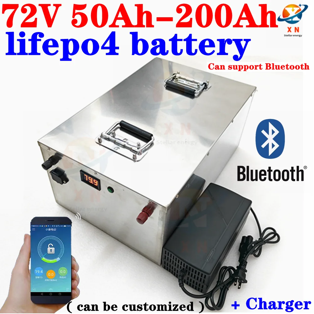 

lithium 80Ah 72V 100Ah 200Ah 120Ah 150Ah lifepo4 battery BMS deep cycle for 7000W scooter Motorcycle inverter + 10A charger