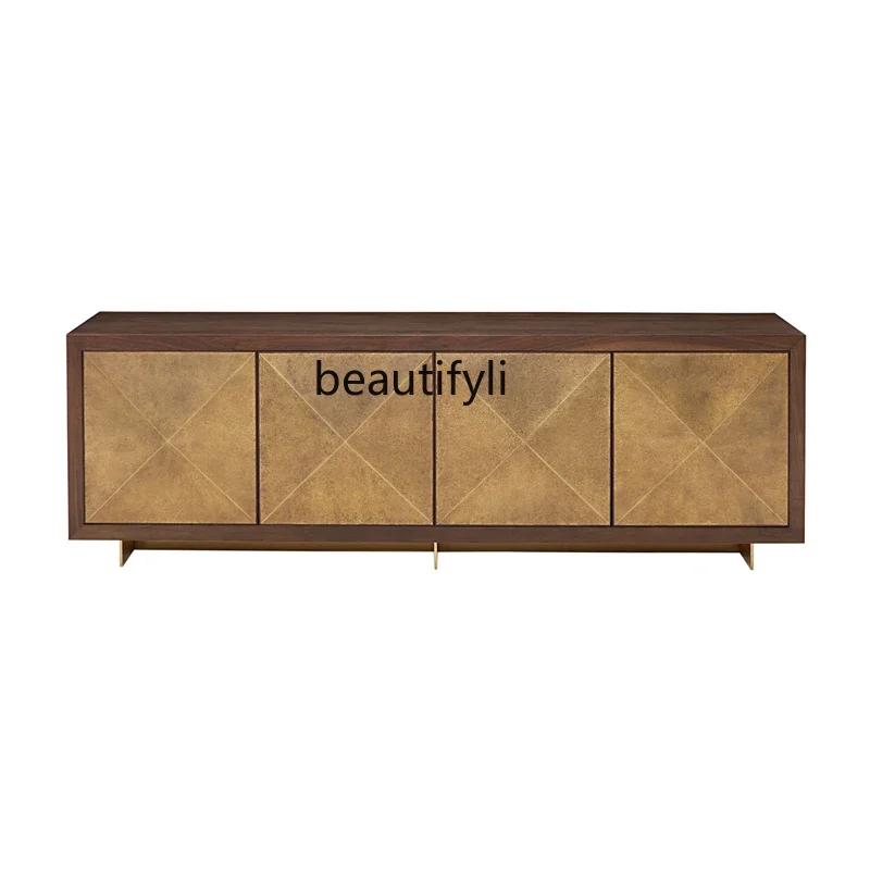 Dhh Modern American solid wood TV cabinet Living room stainless steel metal custom floor cabinet custom TV cabinet