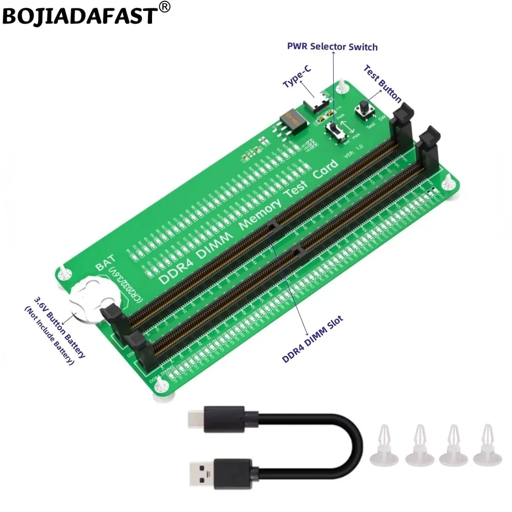 Desktop DDR4 DIMM Memory Adapter Test Protection Card With LED Indicator - Short Latch