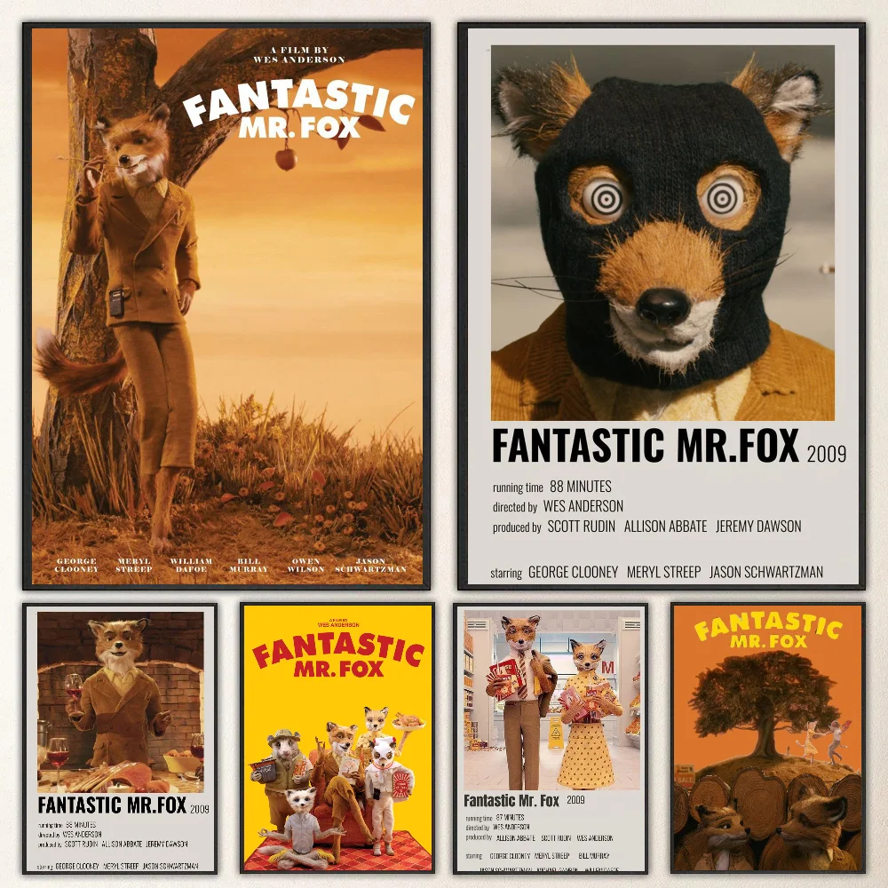 1pc Movie The Fantastic Mr. Fox Poster Self-adhesive Art Waterproof Paper Sticker Coffee House Bar Room Wall Decor