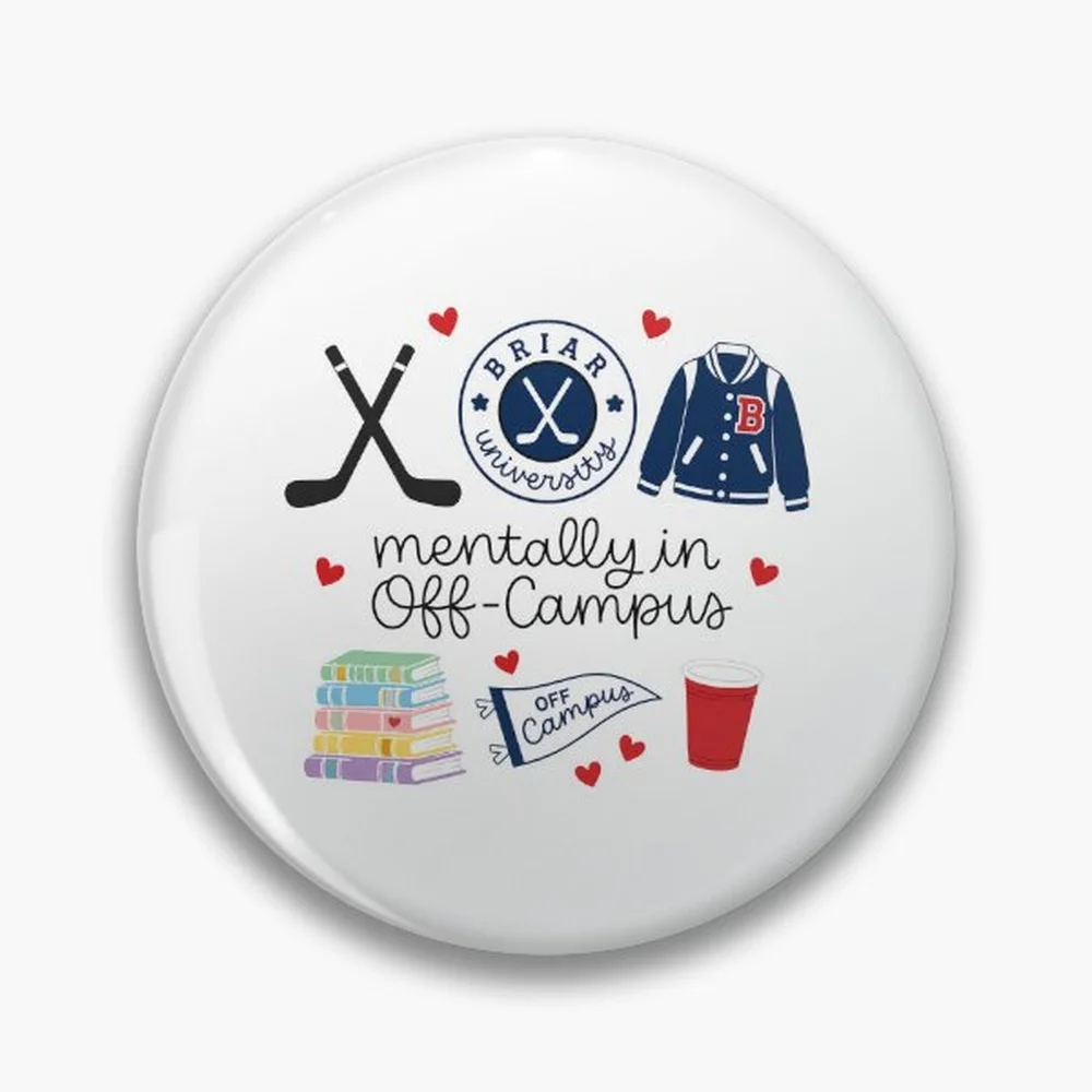 Off Campus - Briar University Ice Hockey, Mentally Off-Campus Bookish, Hockey Romance book Pin Holographic Star Heart Pin Brooch