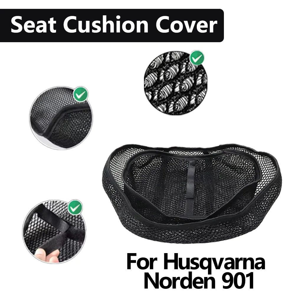 

For Husqvarna Norden 901 Motorcycle Mesh Seat Cover Insulated Breathable Anti-Slip Waterproof Cushion Cover